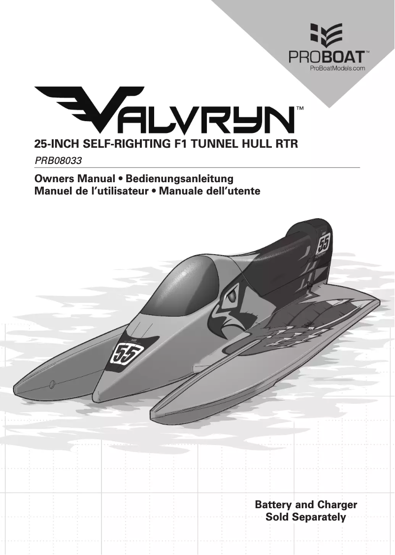 Page 1 de la notice Manuel utilisateur Pro Boat Valvryn