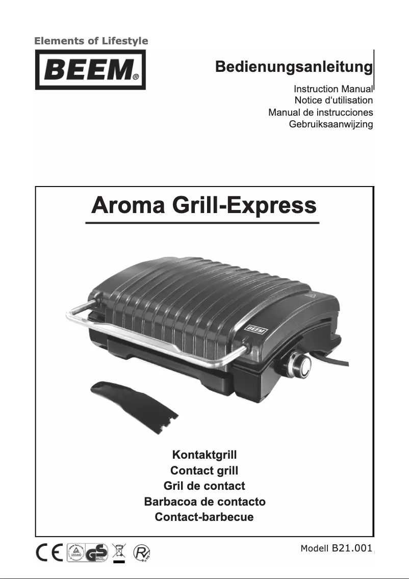 Page 1 de la notice Manuel utilisateur BEEM Aroma Grill-Express