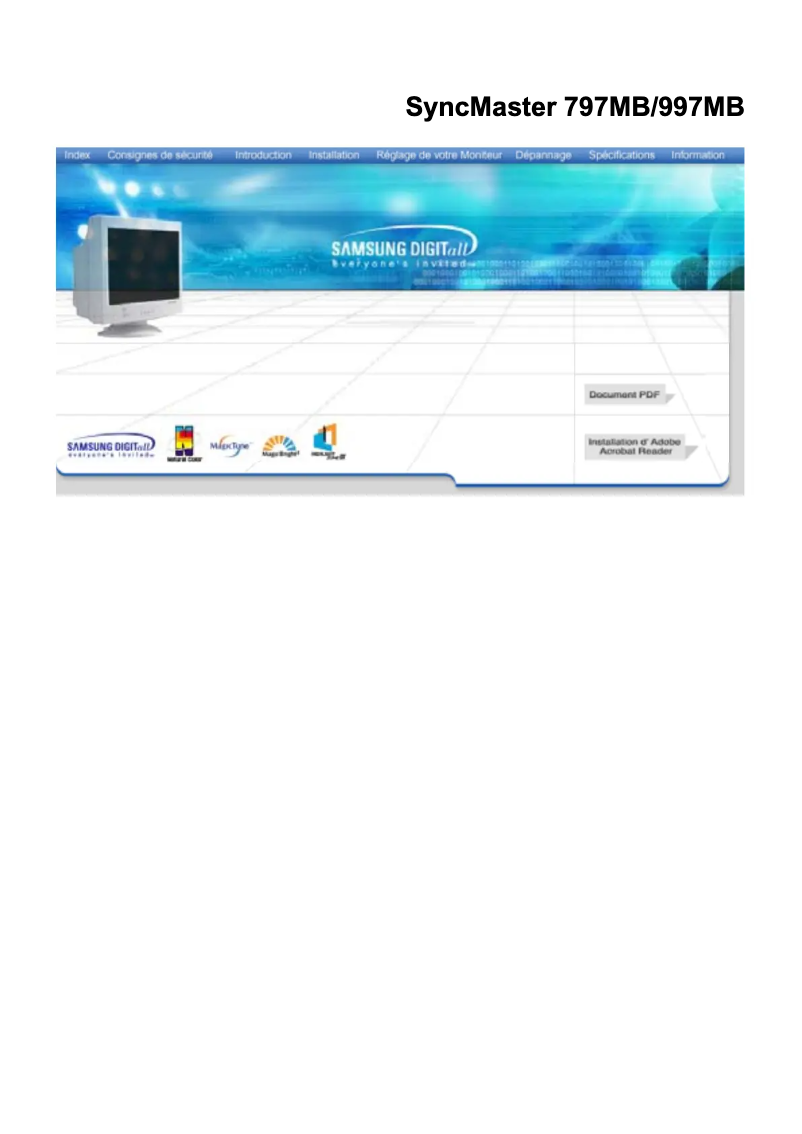 Image de la première page du manuel de l'appareil SyncMaster 997MB