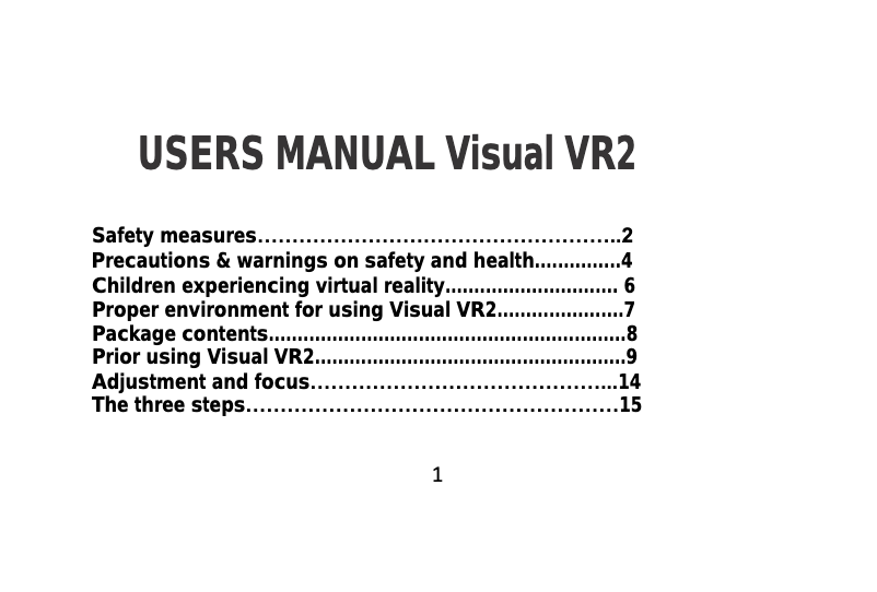 Page 1 de la notice Manuel utilisateur Allview Visual VR2