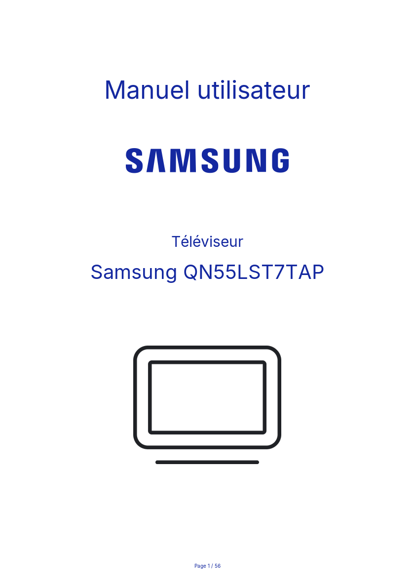 Page n°1 - Manuel utilisateur Samsung QN55LST7TAP