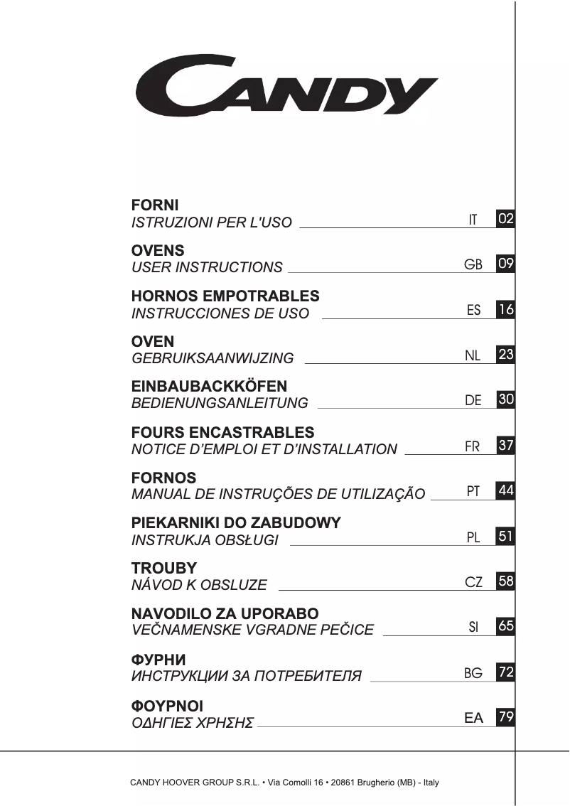 Page n°1 - Manuel utilisateur Candy FCC603GH/E