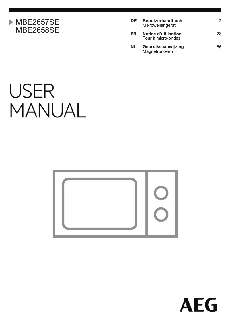 Page 1 de la notice Manuel utilisateur AEG MBE2658SEB