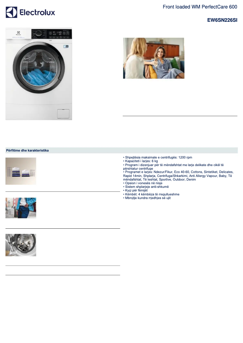 Imagen de la primera página del manual del dispositivo EW6SN226SI