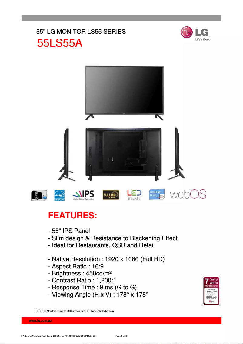 Image de la première page du manuel de l'appareil 55LS55A