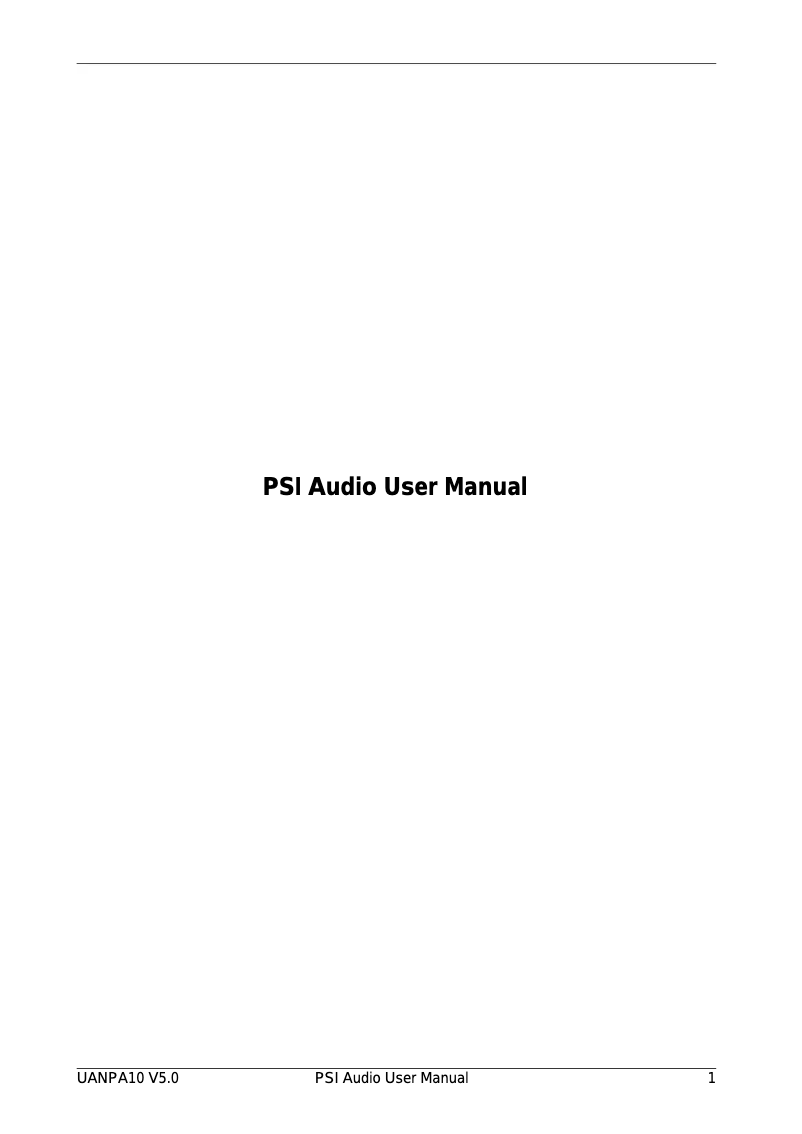 Page n°1 - Manuel utilisateur PSI Audio A21-M