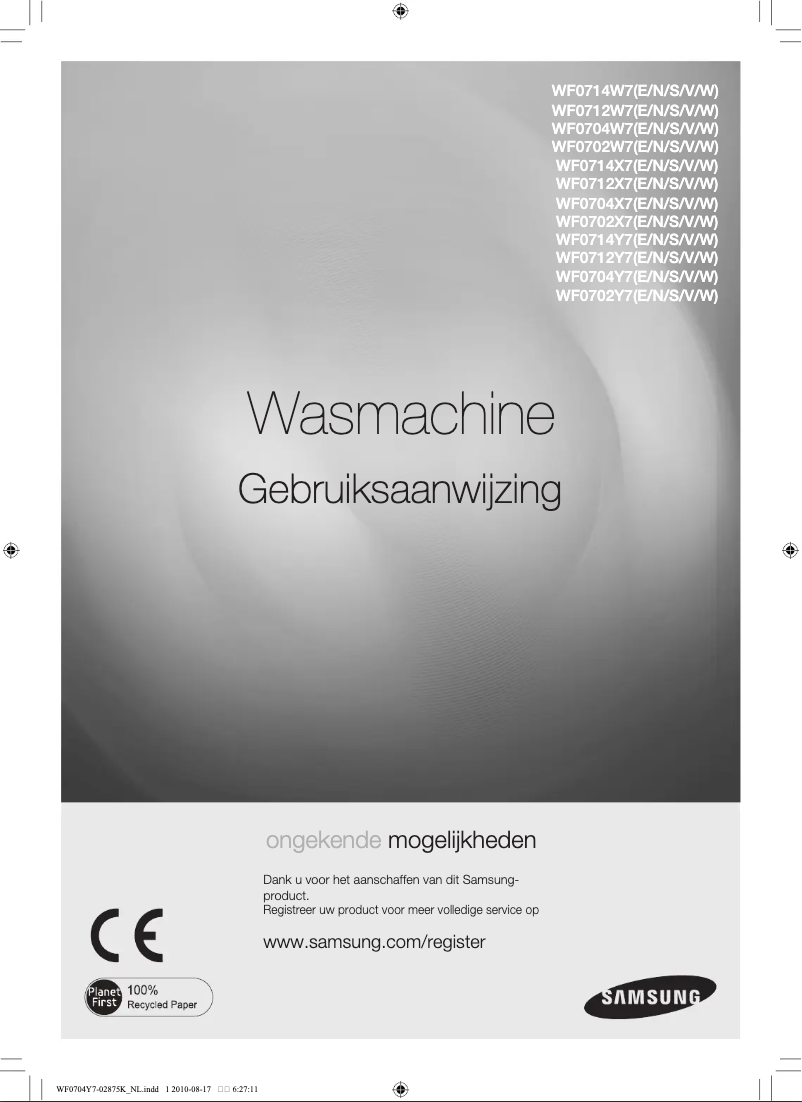 Page 1 de la notice Manuel utilisateur Samsung WF0702W7