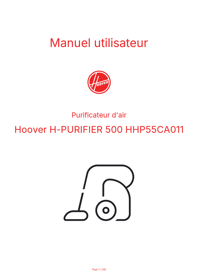 Page n°1 - Manuel utilisateur Hoover H-PURIFIER 500 HHP55CA011