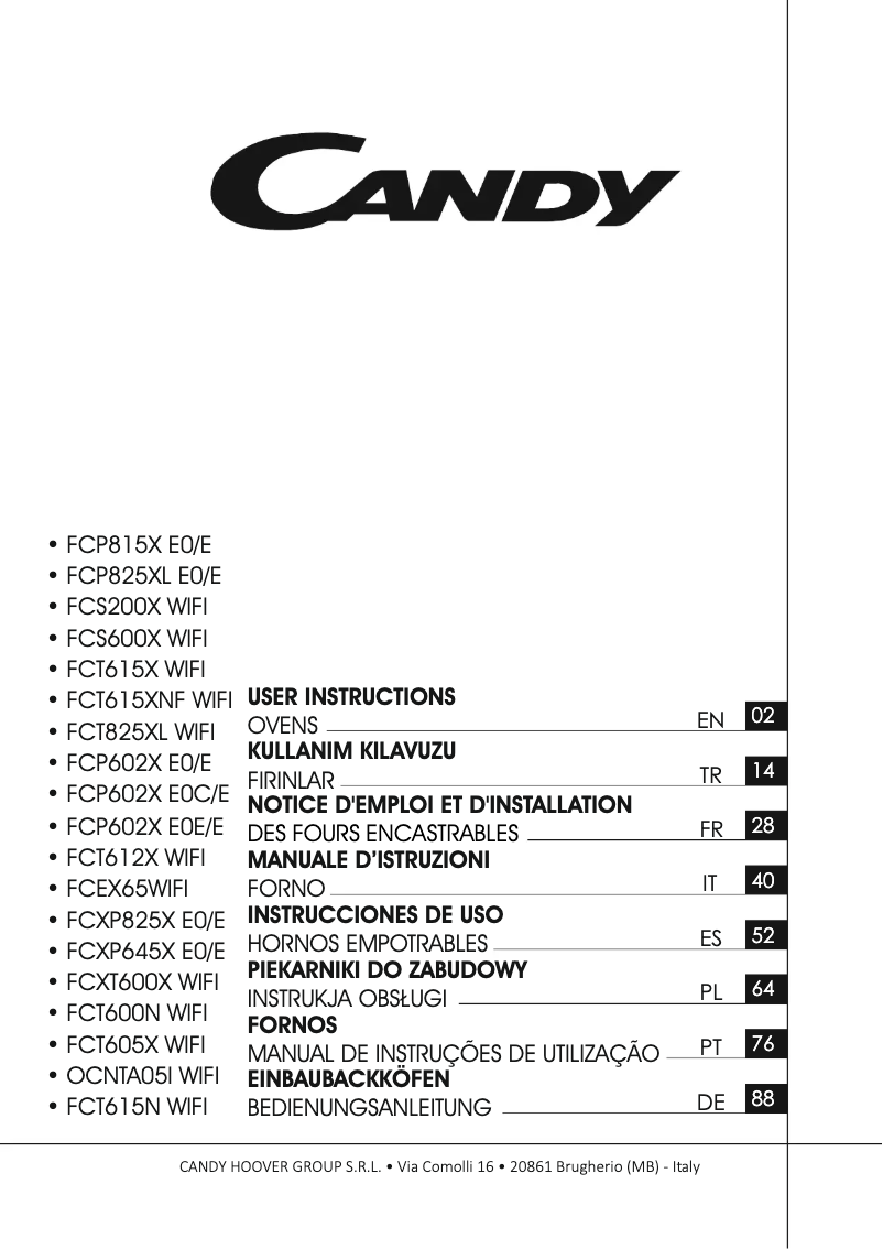 Page 1 de la notice Manuel utilisateur Candy FCT825XL