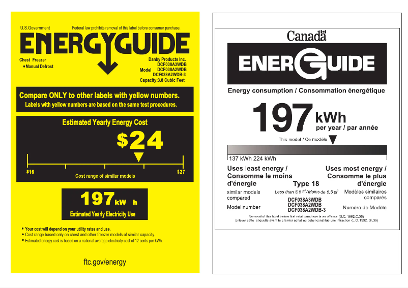 Page n°1 - Label énergétique Danby DCF038A3WDB
