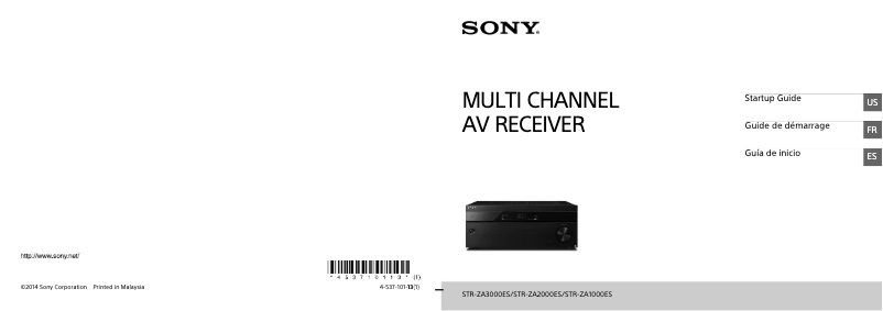 Page 1 de la notice Manuel utilisateur Sony STR-ZA3000ES