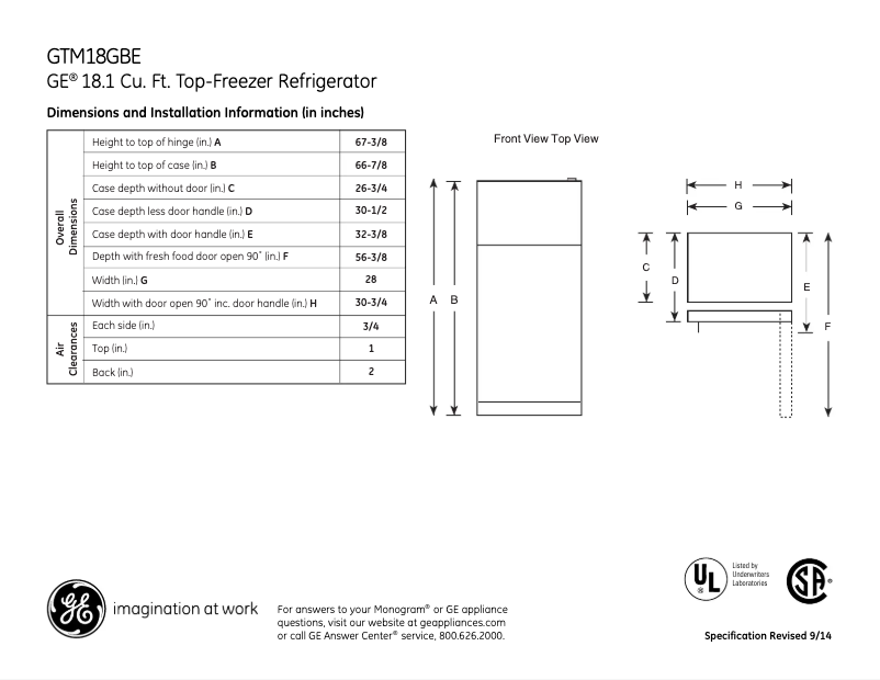 First page image of the manual for GTM18GBEES