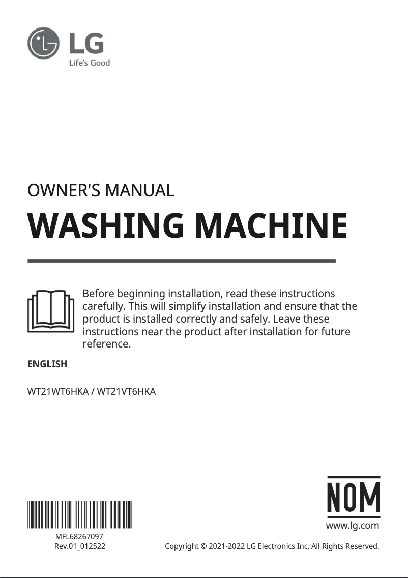 Page 1 de la notice Manuel utilisateur LG WT21VT6HKA