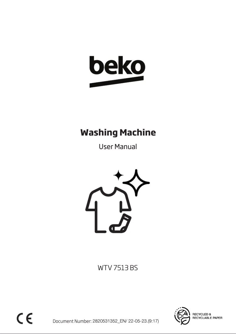 Page 1 de la notice Manuel utilisateur Beko WTV 7513 BS
