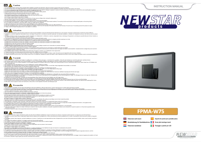Page n°1 - Manuel utilisateur Newstar FPMA-W75