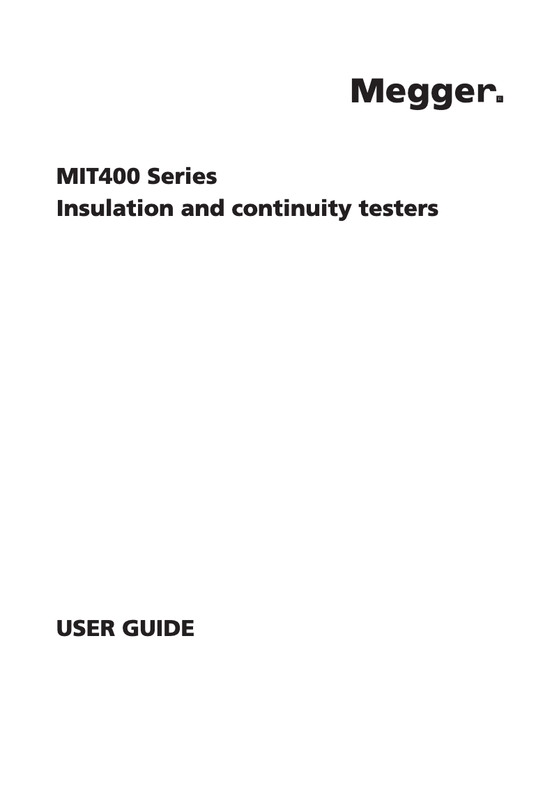 Page 1 de la notice Manuel utilisateur Megger MIT400