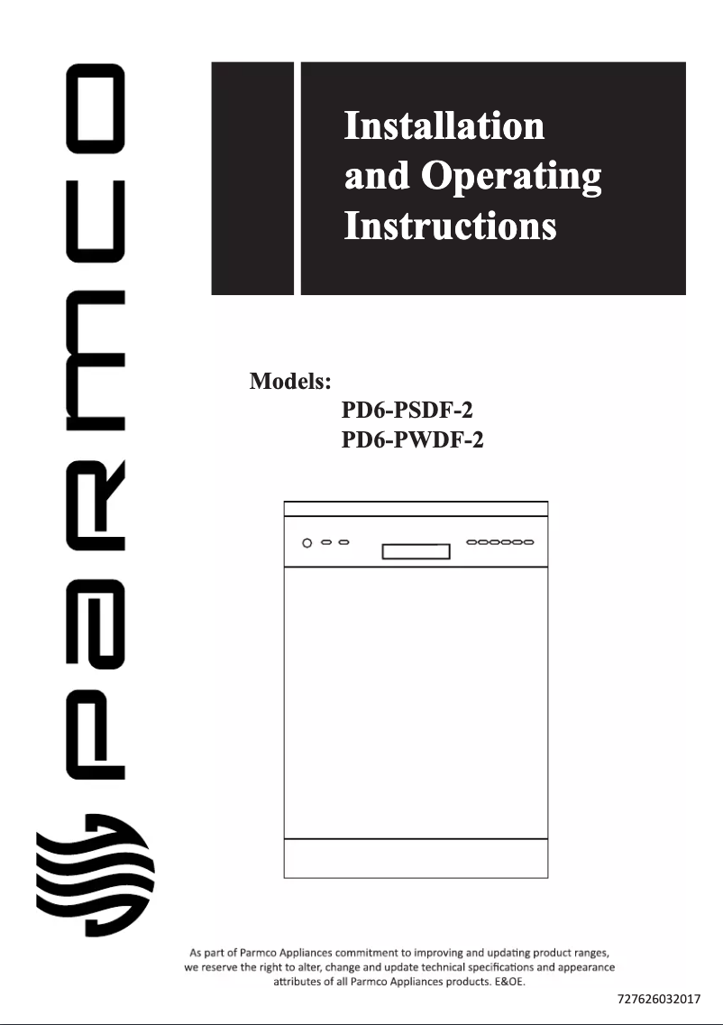 Page n°1 - Manuel utilisateur Parmco PD6-PSDF-2