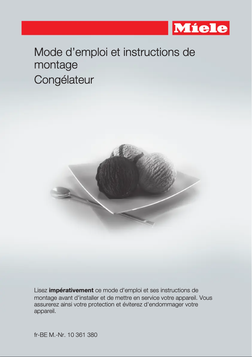 Page 1 de la notice Manuel utilisateur Miele FN 24062 WS