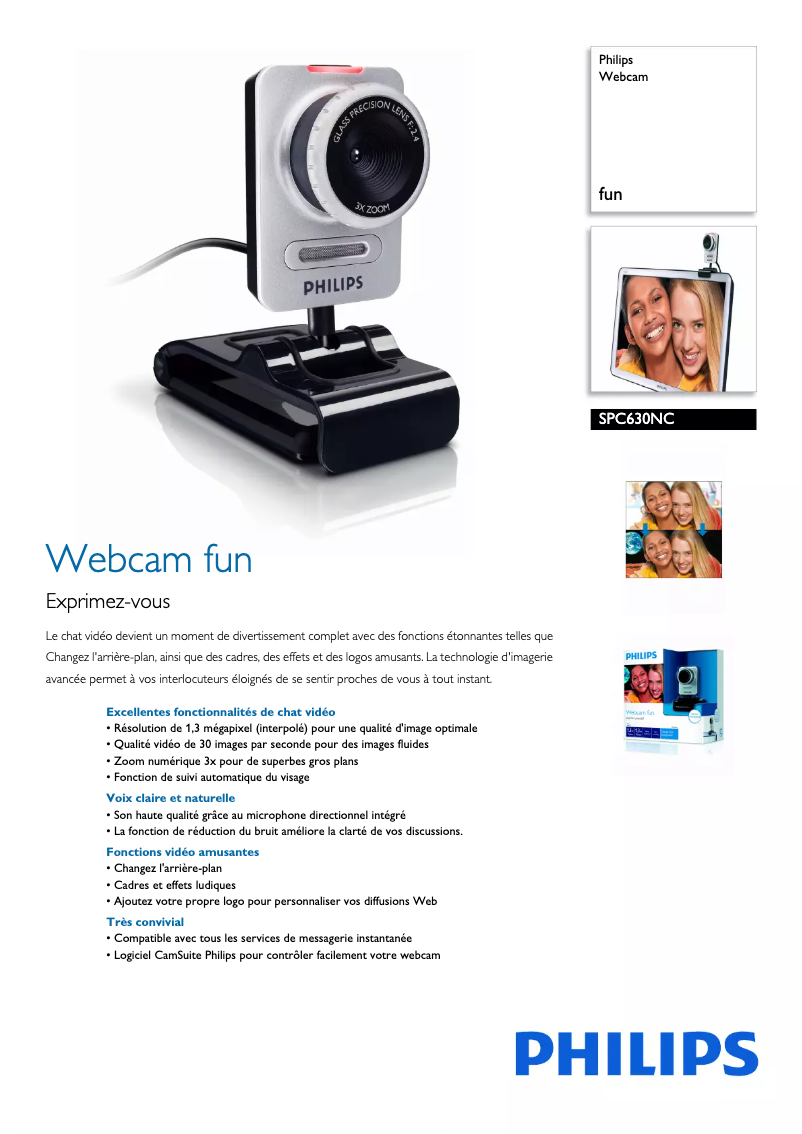 Page 1 de la notice Fiche technique Philips SPC630NC