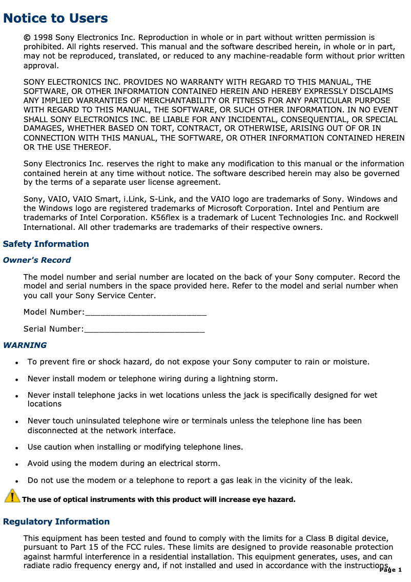 Image de la première page du manuel de l'appareil Vaio PCV-E302DS