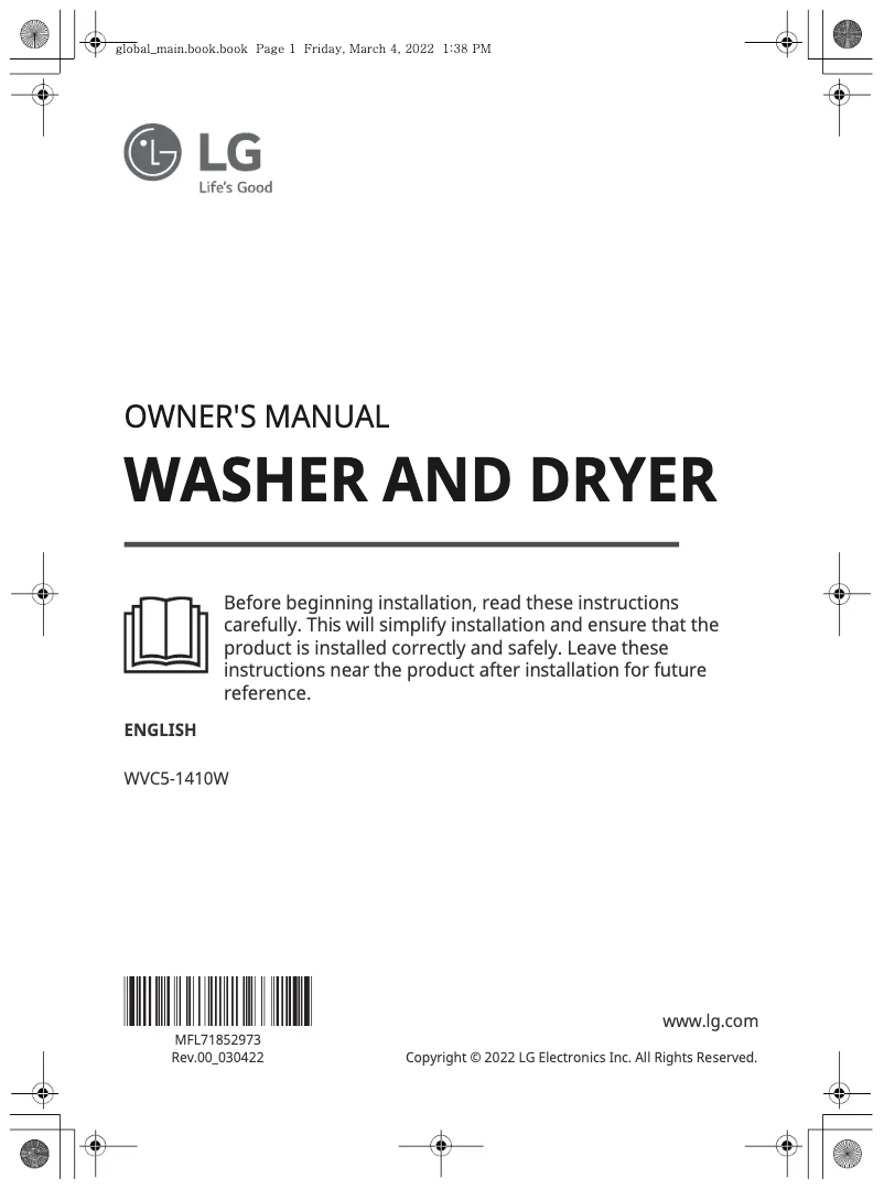 Page n°1 - Manuel utilisateur LG WVC5-1410W