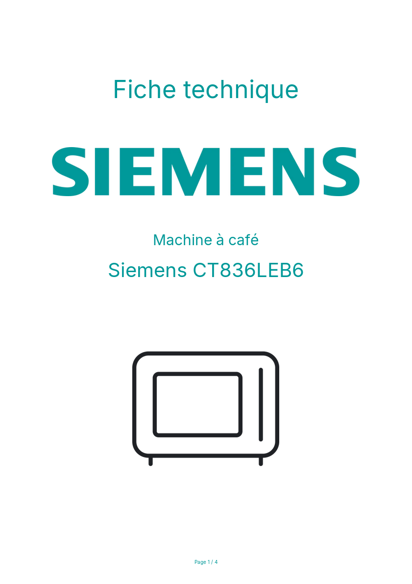 Page n°1 - Fiche technique Siemens CT836LEB6