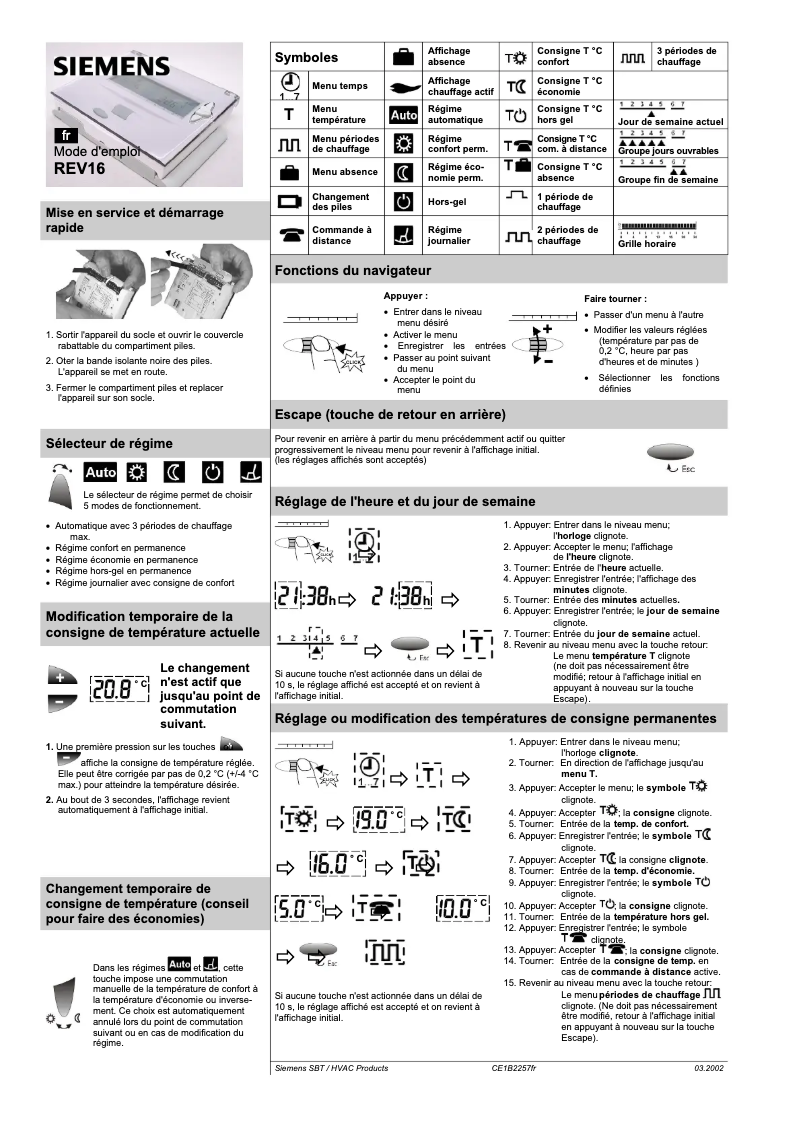 Page n°1 - Manuel utilisateur Siemens REV16