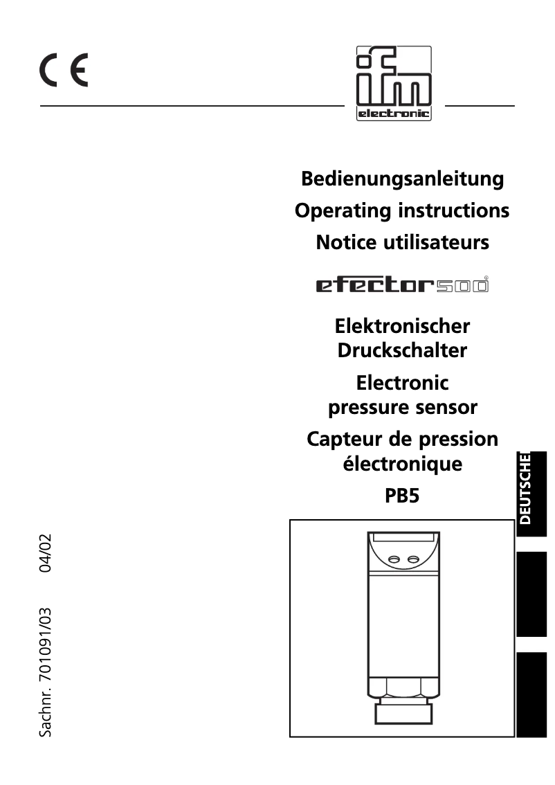 Page n°1 - Manuel utilisateur IFM PZ5024