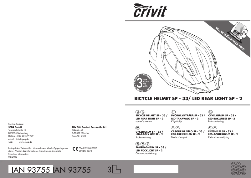 Page 1 de la notice Manuel utilisateur Crivit IAN 93755