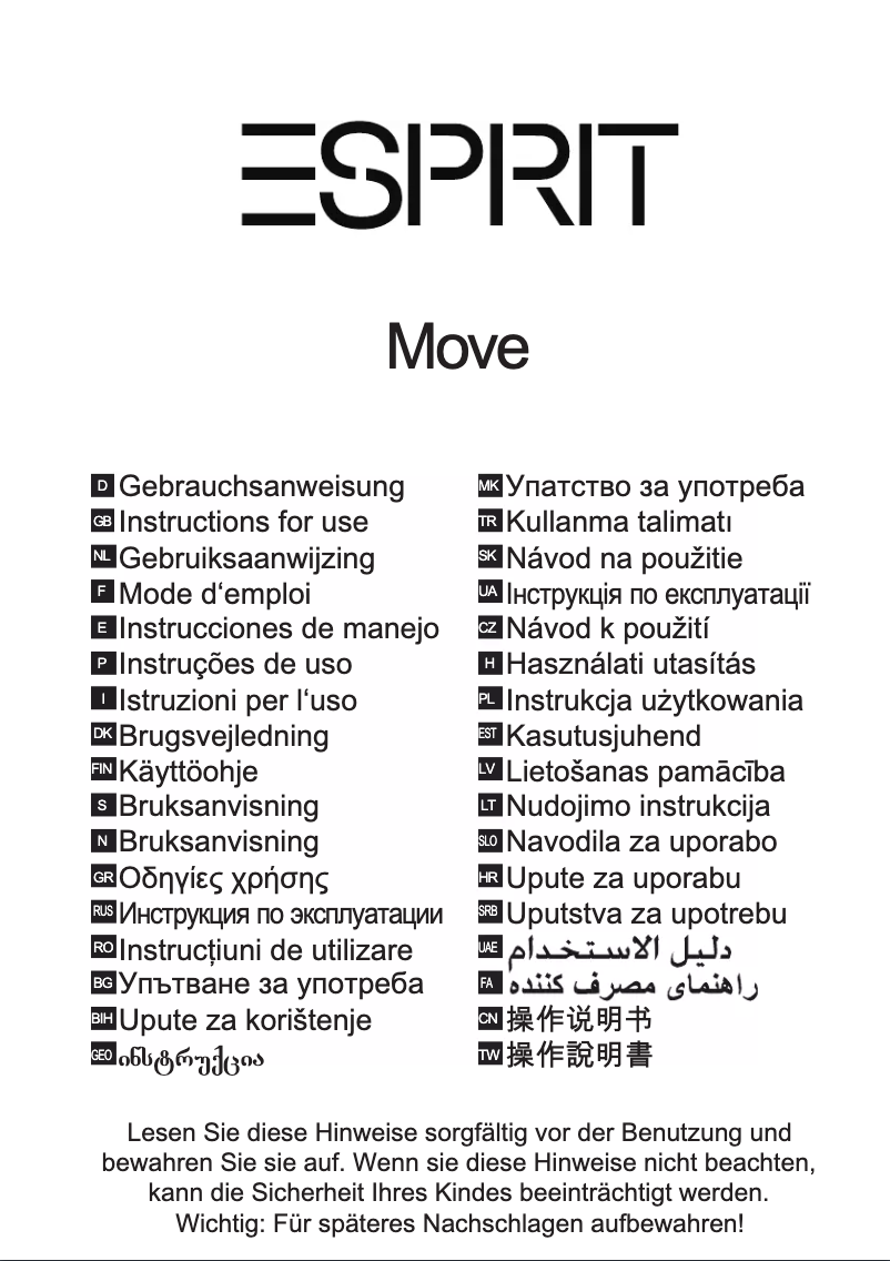 Page n°1 - Manuel utilisateur Hauck Move Esprit