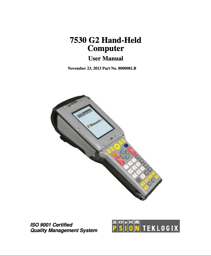 Page 1 de la notice Manuel utilisateur Zebra 7530 G2