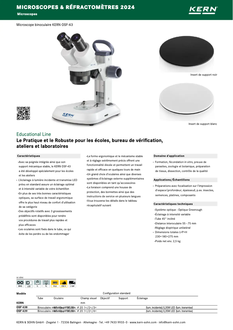 Page 1 de la notice Brochure Kern OSF 439