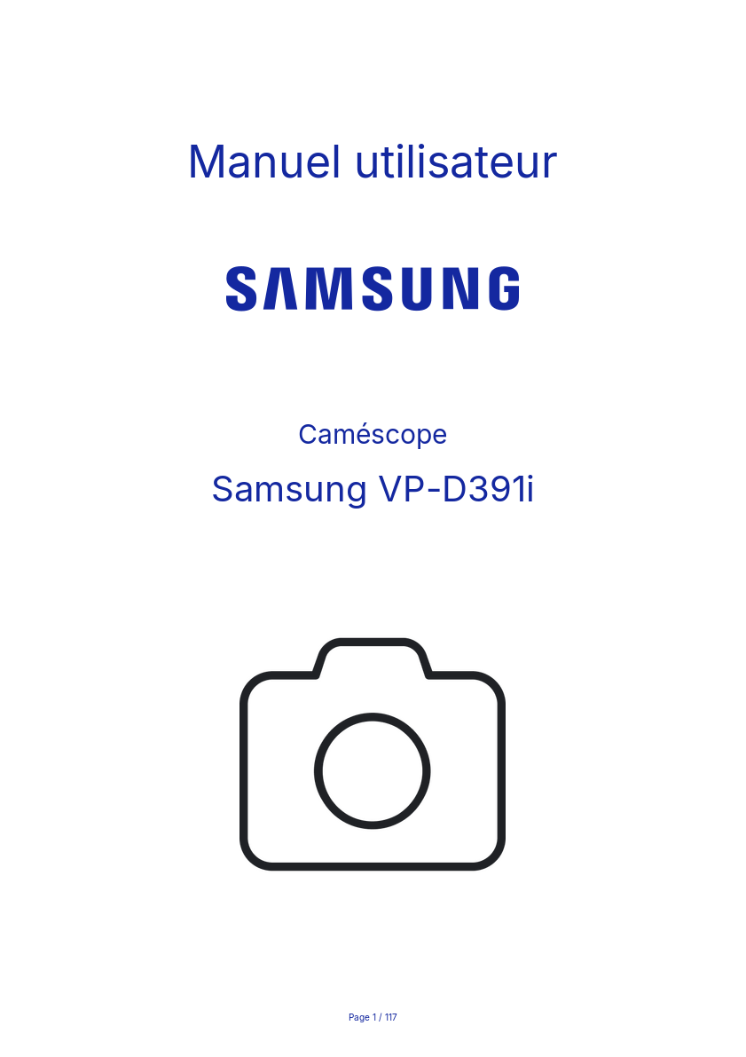 Page n°1 - Manuel utilisateur Samsung VP-D391i