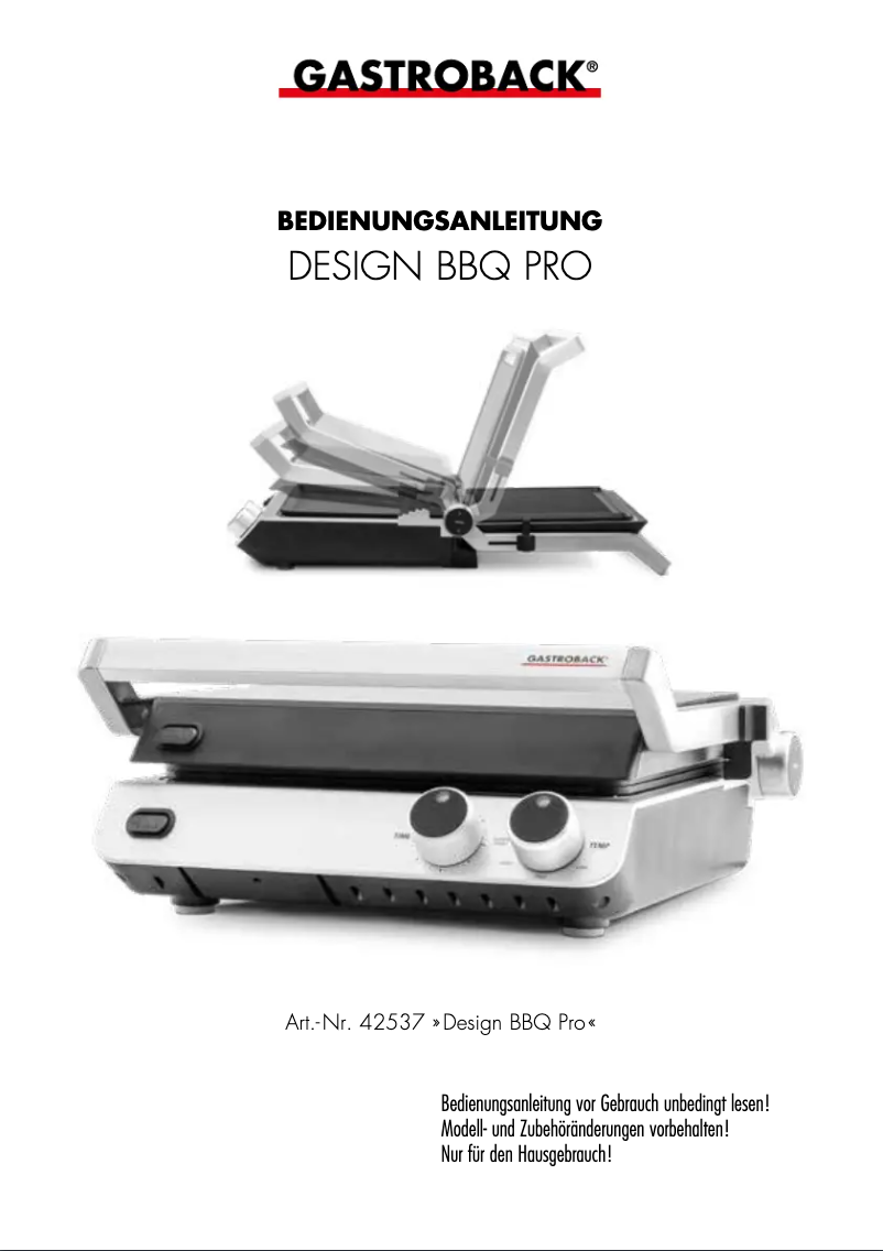 Image de la première page du manuel de l'appareil Design BBQ Pro 42537