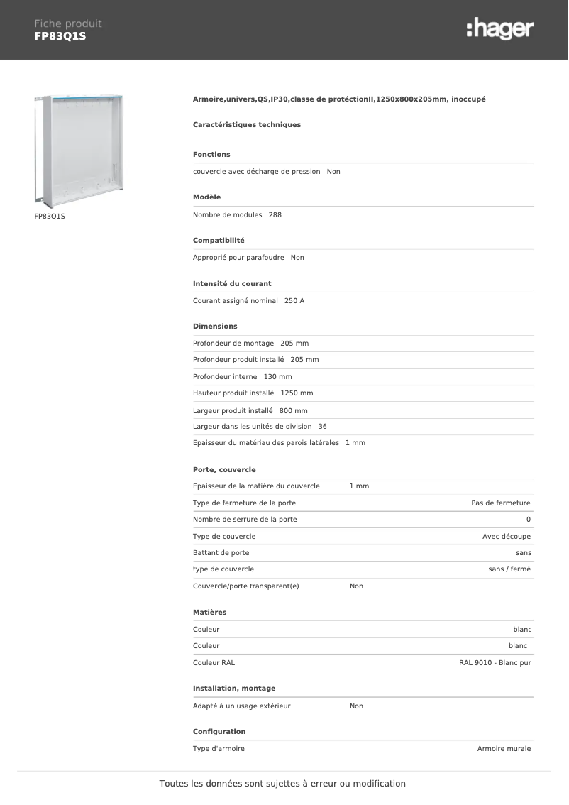 Image de la première page du manuel de l'appareil FP83Q1S