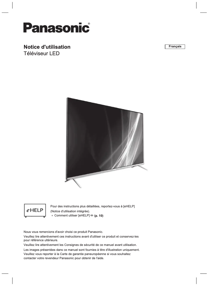 Page 1 de la notice Manuel utilisateur Panasonic TX-65JXW704