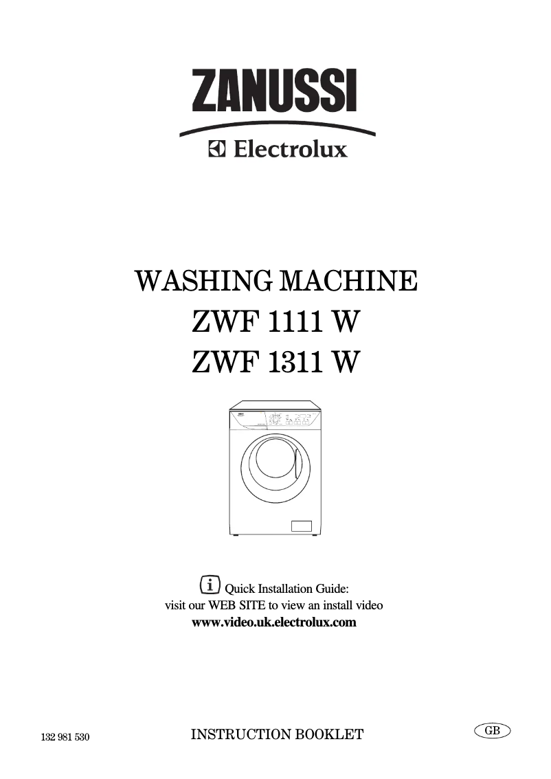 Page 1 de la notice Manuel utilisateur Zanussi ZWF1111W