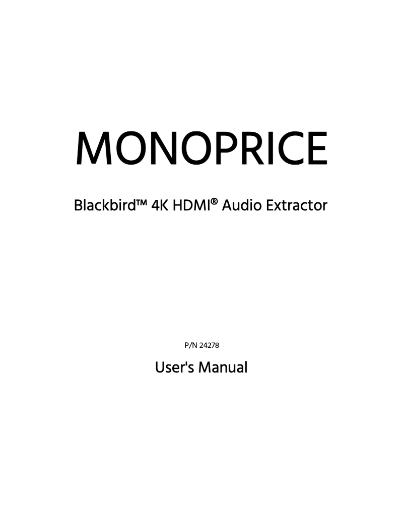 Page 1 de la notice Manuel utilisateur Monoprice 24278