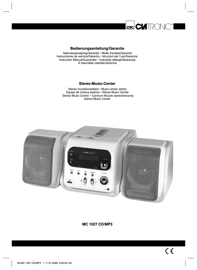 Page 1 de la notice Manuel utilisateur Clatronic MC 1027 CD/MP3