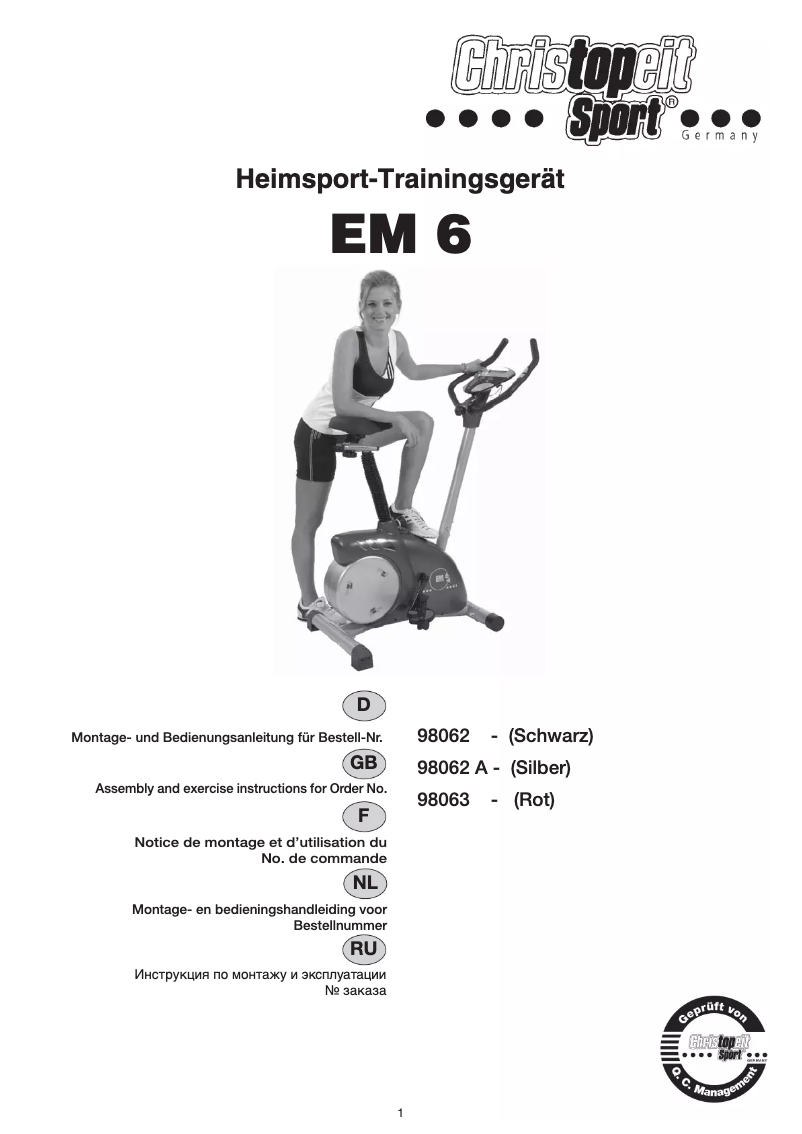 Page n°1 - Manuel utilisateur Christopeit EM 6