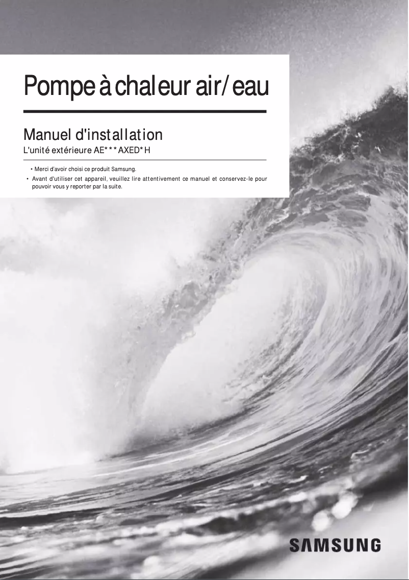 Page 1 de la notice Manuel utilisateur Samsung AE120AXEDGH