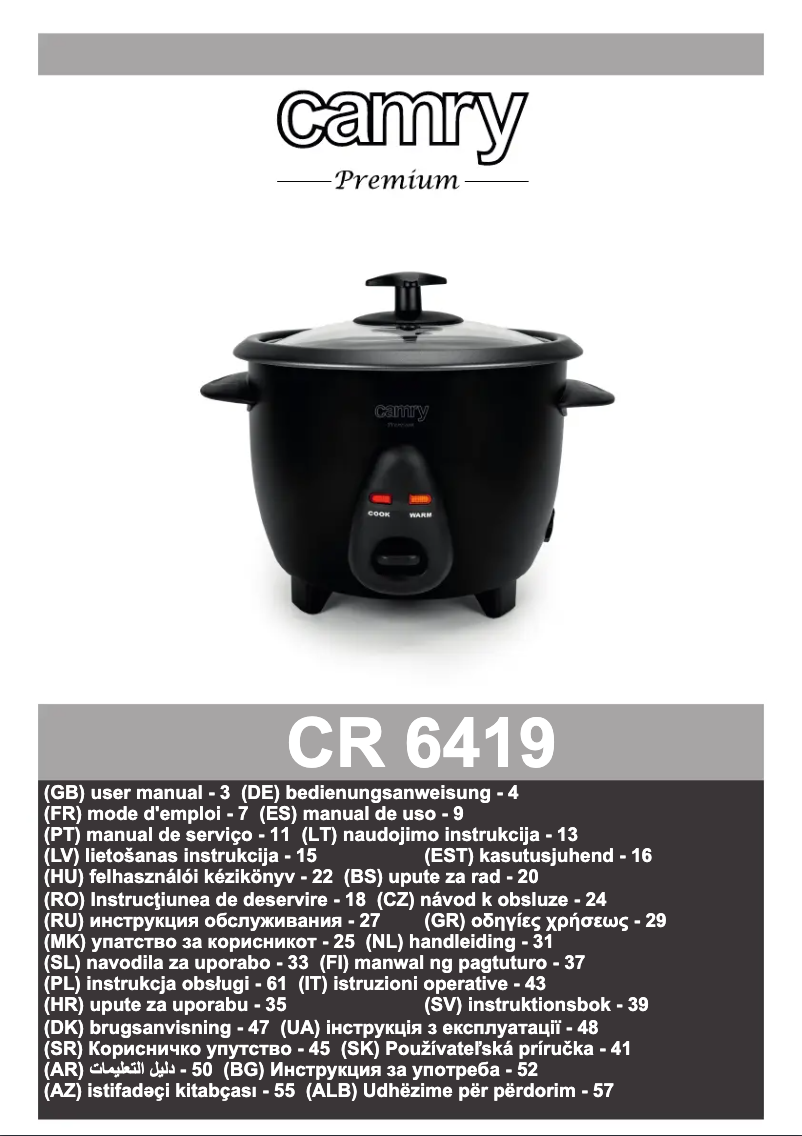 Page 1 de la notice Manuel utilisateur Camry CR 6419