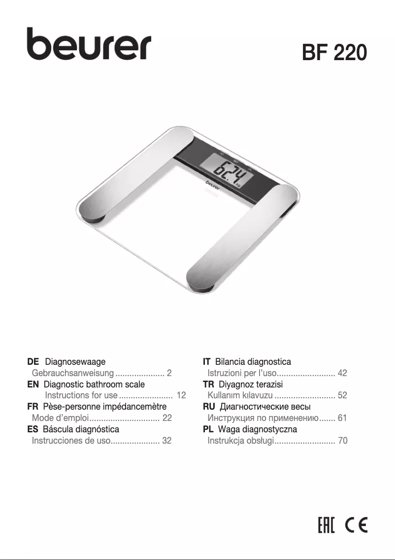 Página 1 del manual Manual de uso y mantenimiento Beurer BF 220