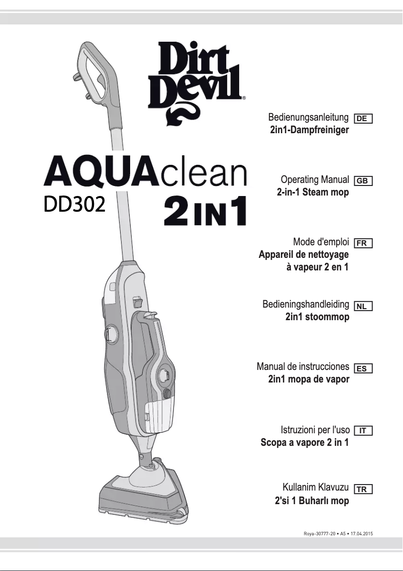 Page 1 de la notice Manuel utilisateur Dirt Devil Aquaclean 2-in-1 steam mop