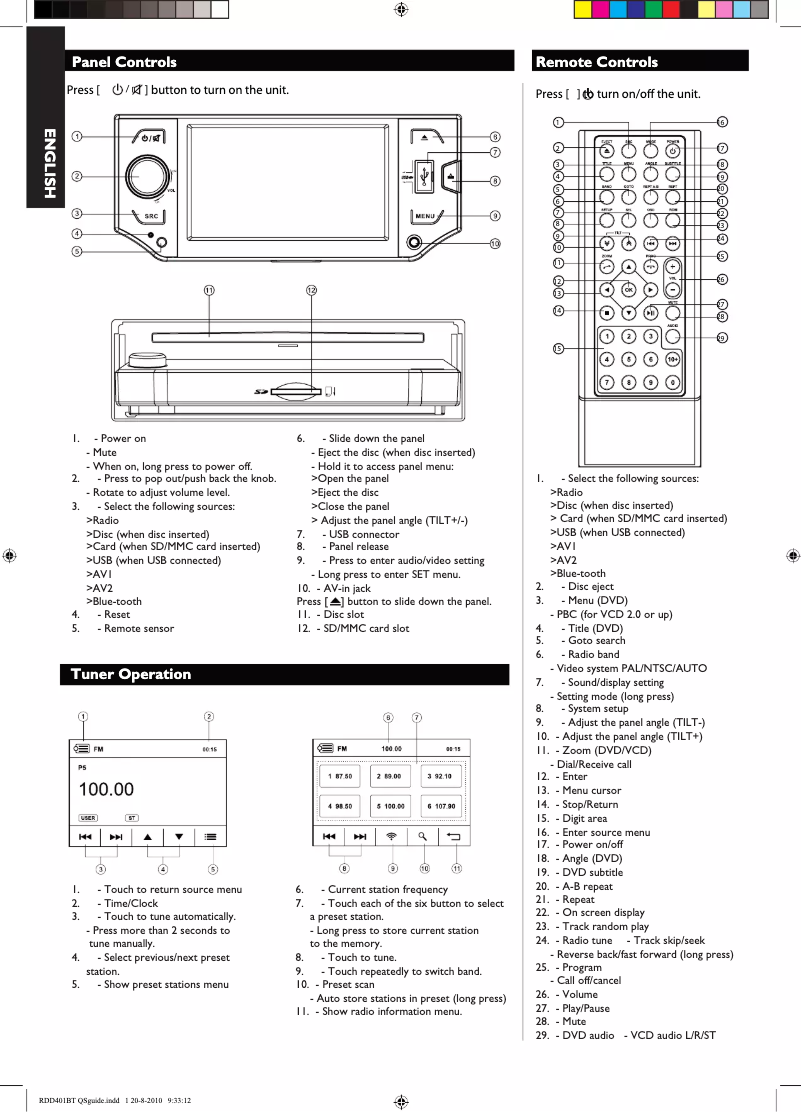 Page n°1 - Manuel utilisateur Caliber RDD 401BT