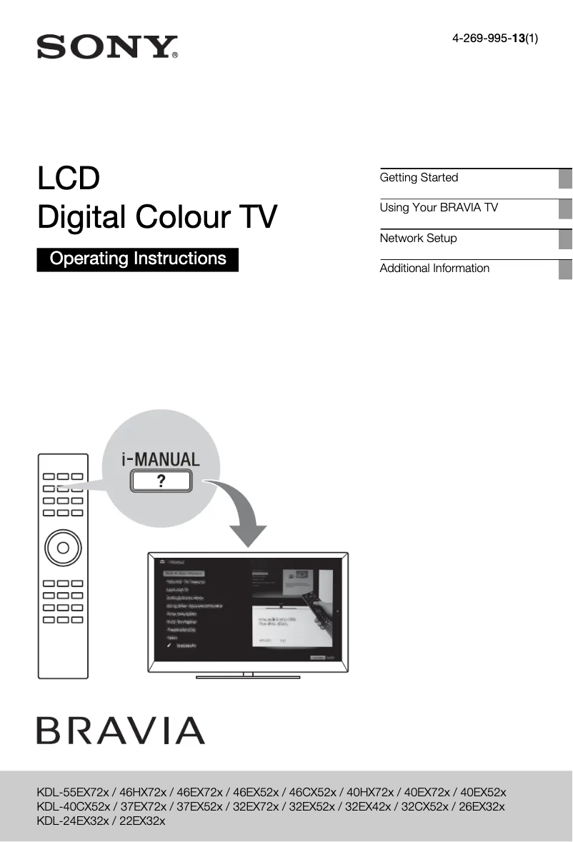 Image de la première page du manuel de l'appareil Bravia KDL-55EX723