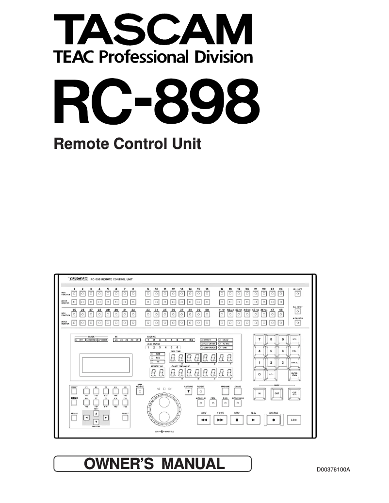 Page n°1 - Manuel utilisateur Tascam RC-898