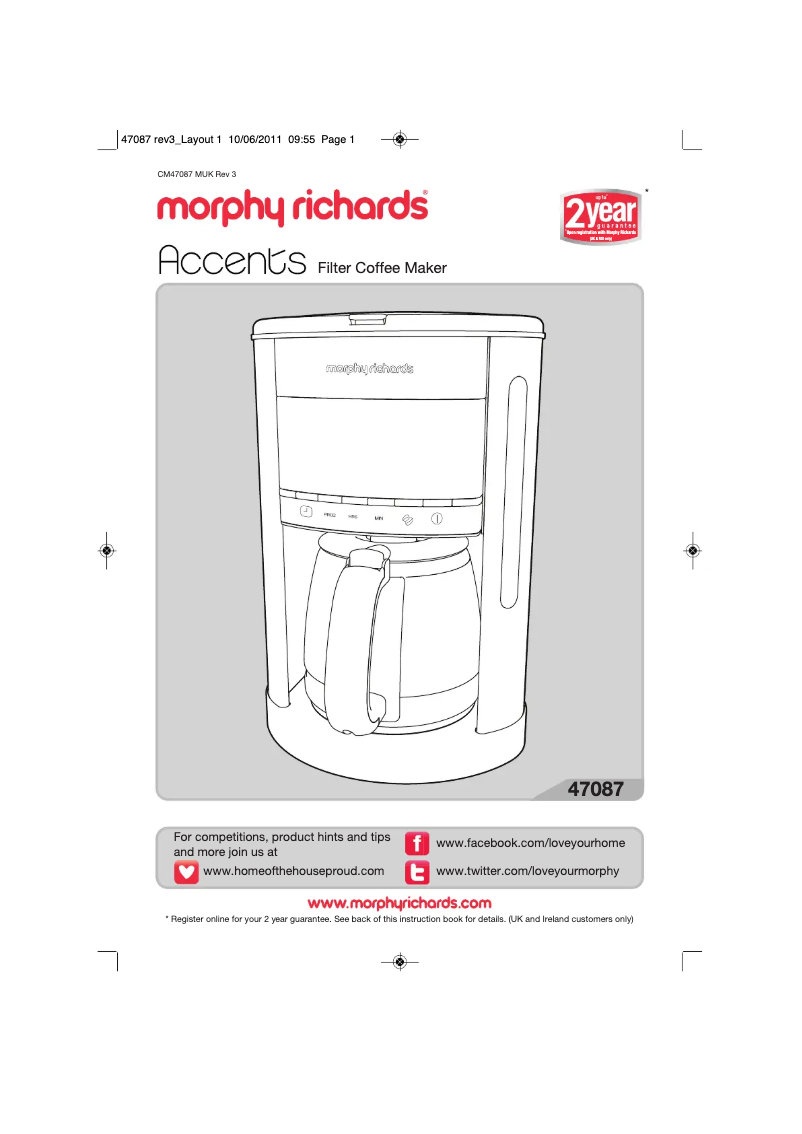 Page 1 de la notice Manuel utilisateur Morphy Richards Accents 47088