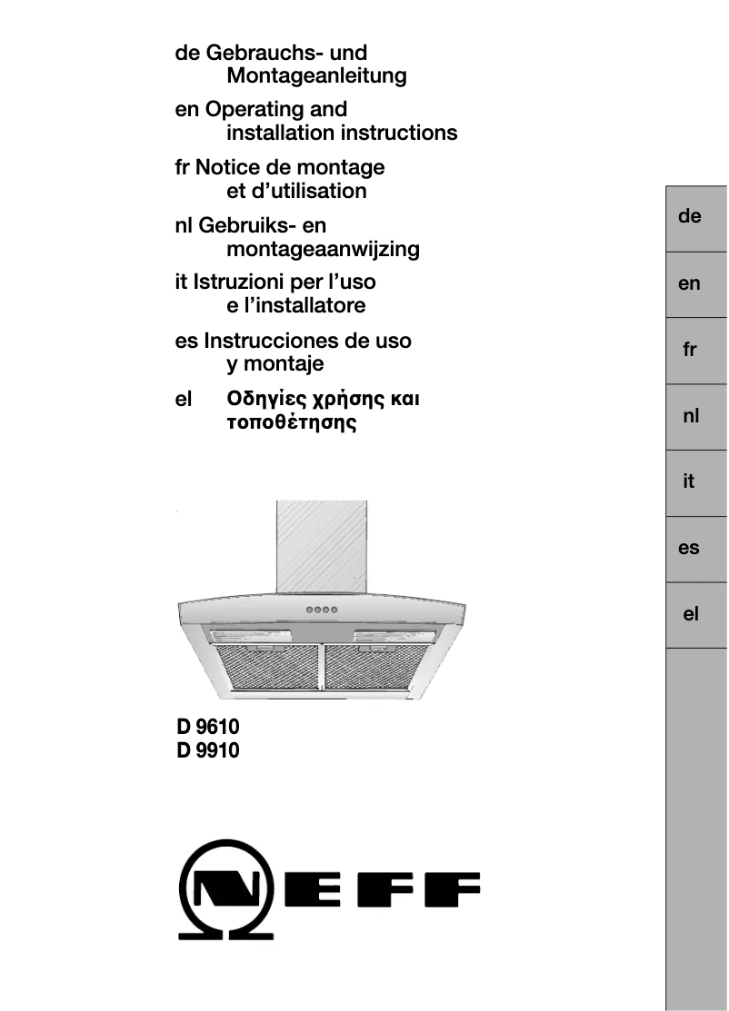 Page n°1 - Manuel utilisateur Neff DEE 17 19 D 9610