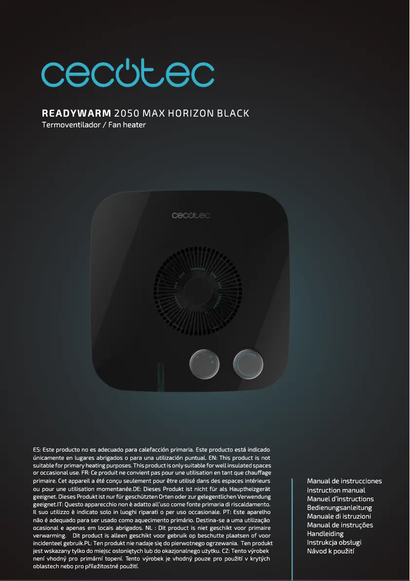 Image de la première page du manuel de l'appareil ReadyWarm 2050 Max Horizon